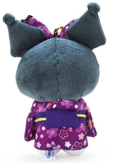 Suppose you miss the beauty of spring and the lovely fragrance of cherry blossoms. Have it forever with the Purple Sakura Flower Kuromi Kimono Plush keychain, an enchanting mix of traditional Japanese elegance and kawaii charm. This mascot keychain is made from soft, huggable material, which is perfect for adding a cute touch to your on the go vibe.
Kuromi looks ever so classy in her detailed kimono and lovely purple bow making her as sweet as a flower. The elegent purple color and delicate sakura motifs
